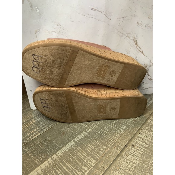 Circus by Sam Edelman Sandals Womens 9 Pink Wood Cork Wedge Heels Studs Slides - Picture 7 of 7